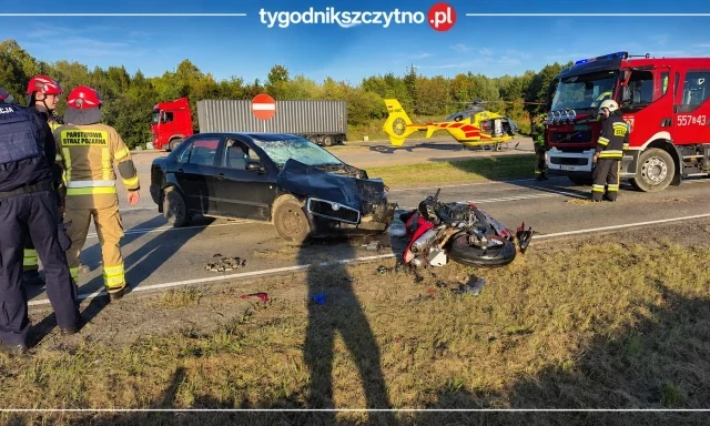 Motocyklista zmarł w szpitalu. Tragiczny finał wypadku w Leleszkach