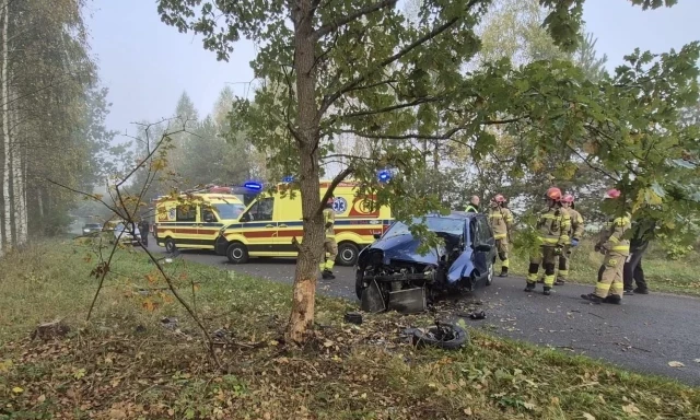 Ford uderzył w drzewo pod Świętajnem. Dwie młode osoby trafiły do szpitala