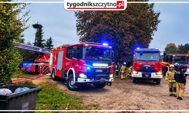 Dwa pożary niemal w tym samym czasie. Strażacy walczą z ogniem w Głuchu i w Szczytnie