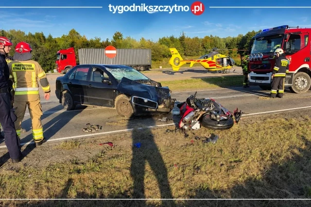 Motocyklista zmarł w szpitalu. Tragiczny finał wypadku w Leleszkach