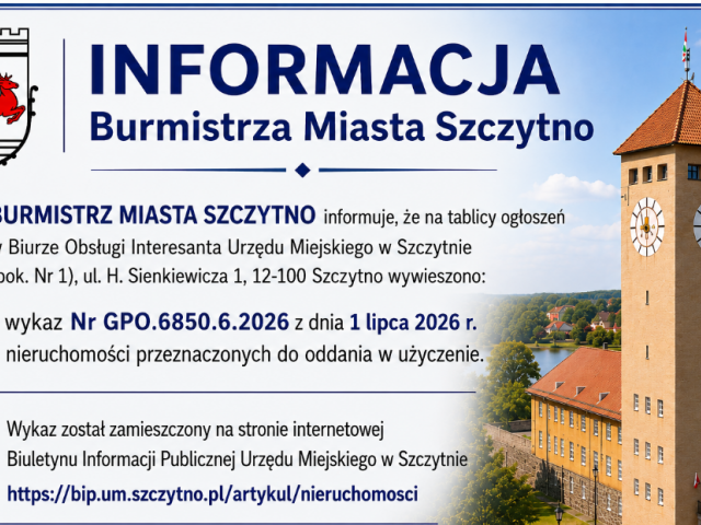 Informacja Burmistrza Miasta Szczytno