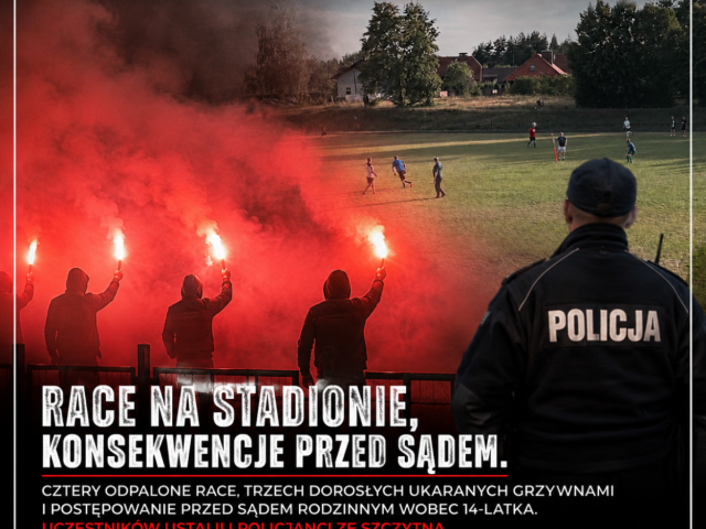 Race zadymiły stadion, sprawa trafiła do sądu. Grzywny po meczu w Jedwabnie