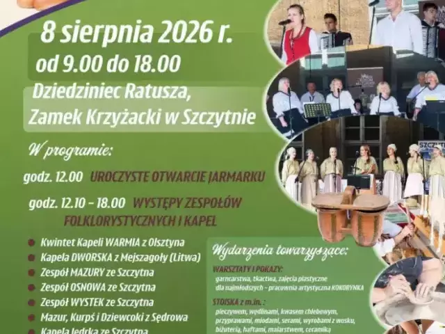 Szczytno wraca do mazurskich korzeni. Jarmark wypełni dziedziniec ratusza muzyką i rzemiosłem