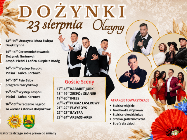 Dożynki Gminy Szczytno już 23 sierpnia w Olszynach!