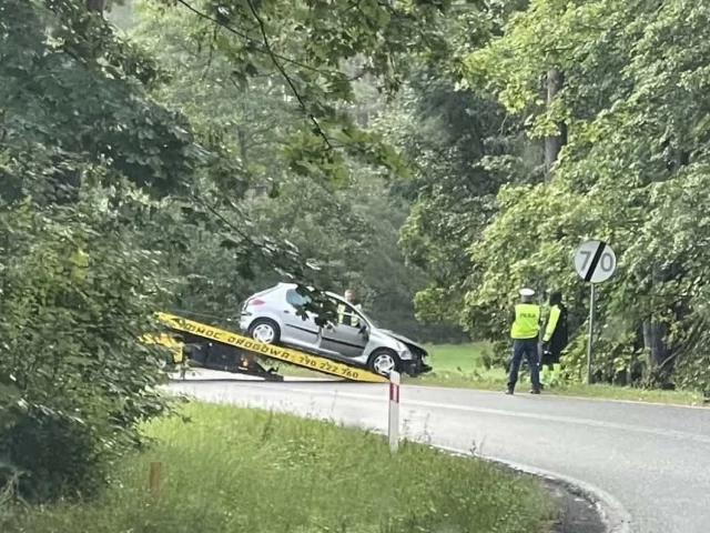Uciekał przed zwierzęciem, uderzył w drzewo. Dzień później dachowanie na trasie Rozogi–Spychowo