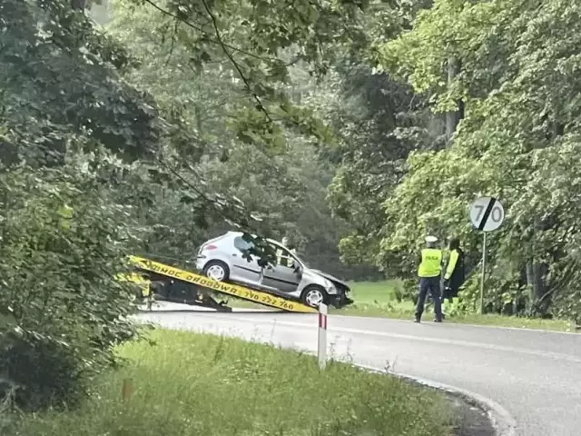 Uciekał przed zwierzęciem, uderzył w drzewo. Dzień później dachowanie na trasie Rozogi–Spychowo