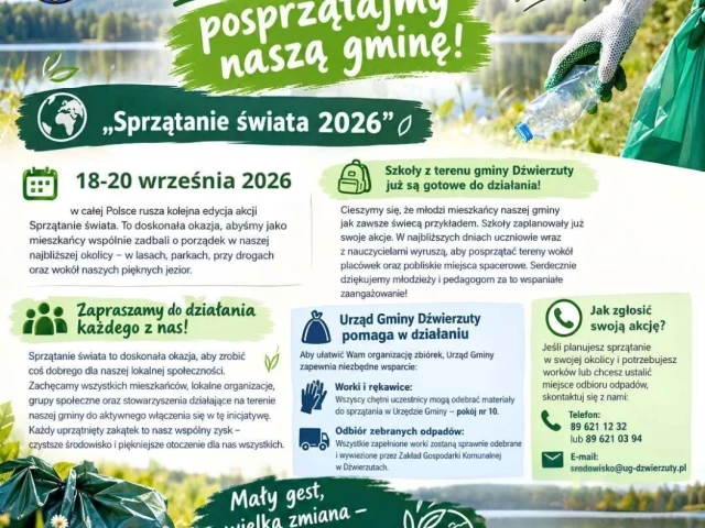 Worki i rękawice czekają w urzędzie. Dźwierzuty ruszają sprzątać gminę