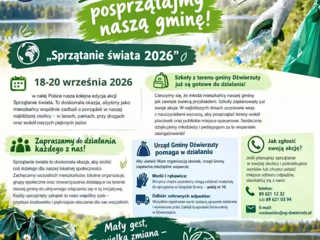 Worki i rękawice czekają w urzędzie. Dźwierzuty ruszają sprzątać gminę