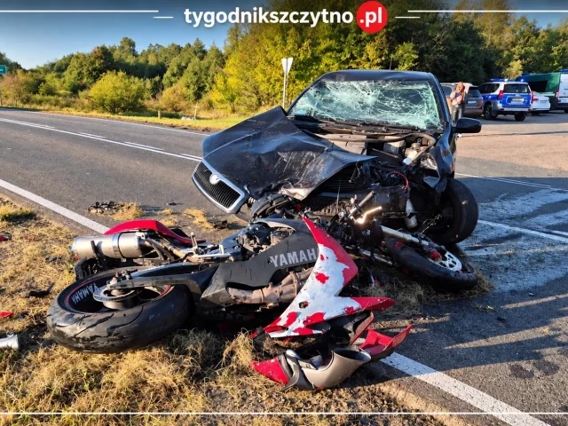 Nie ustąpił pierwszeństwa motocykliście. Policja podała wstępną przyczynę wypadku w Leleszkach
