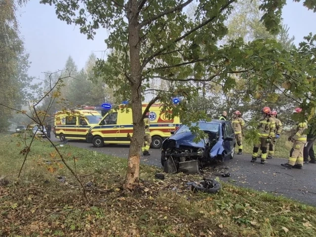 Ford uderzył w drzewo pod Świętajnem. Dwie młode osoby trafiły do szpitala