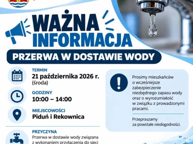 Piduń i Rekownica bez wody przez kilka godzin. Gmina podała termin przerwy