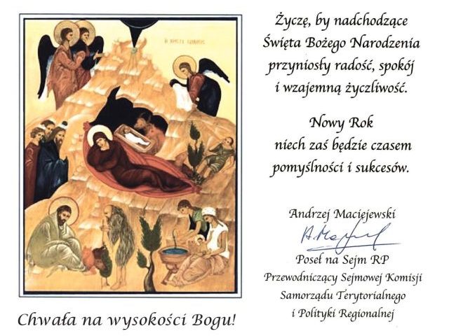 Świąteczne Życzenia Posła RP Andrzeja Maciejewskiego