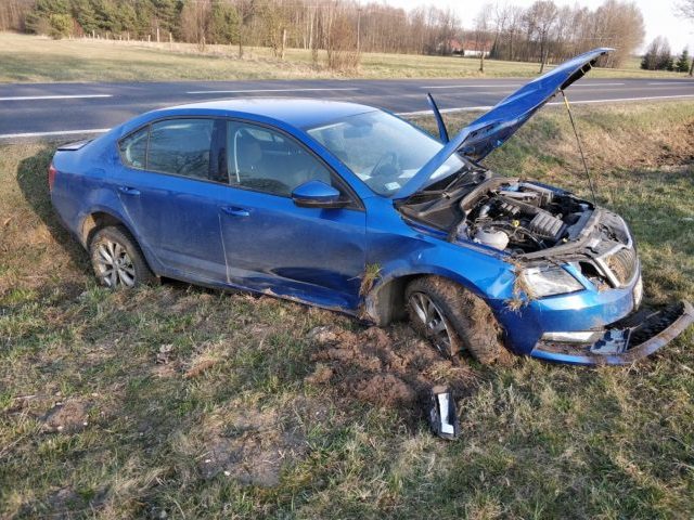 Skoda w rowie, kierowca z 500-złotowym mandatem