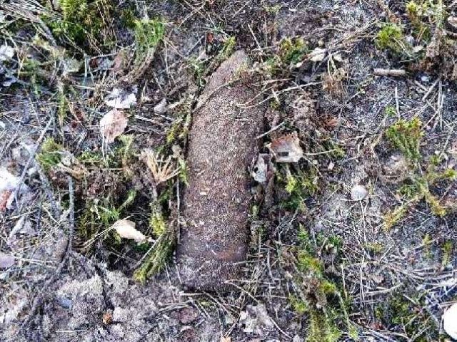 Niewybuch w lesie koło Róklasu