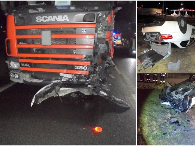 Ciężarówka zderzyła się z bmw (zdjęcia)
