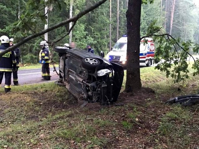 Auto 22-latki zatrzymało się na drzewie
