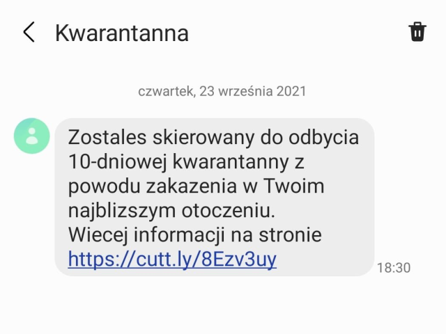 SMS z kwarantanną może być oszustwem