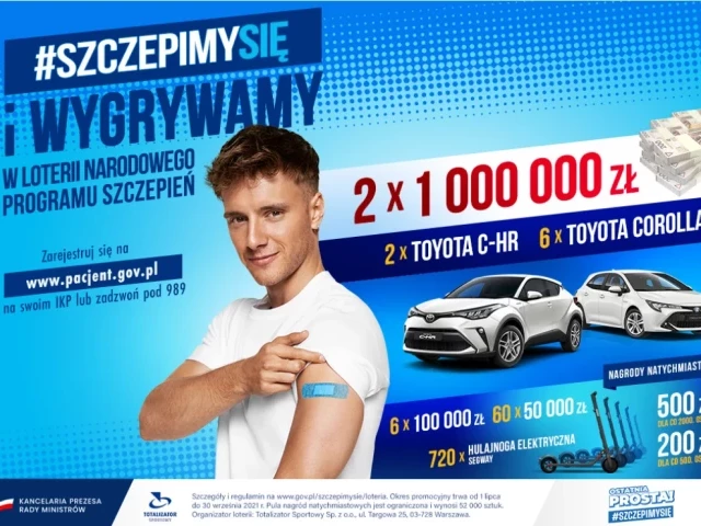 Wartość wydanych nagród w loterii szczepionkowej to ponad 7 mln zł