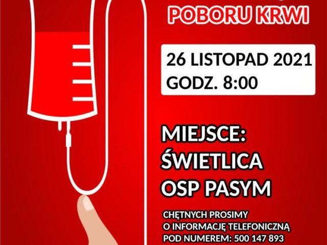 Oddaj krew w Pasymiu, uratuj komuś życie