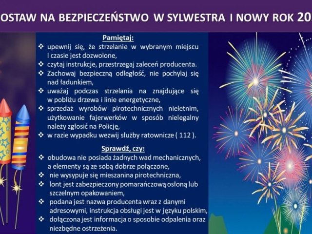 Sylwester, fajerwerki... - postaw na bezpieczeństwo!