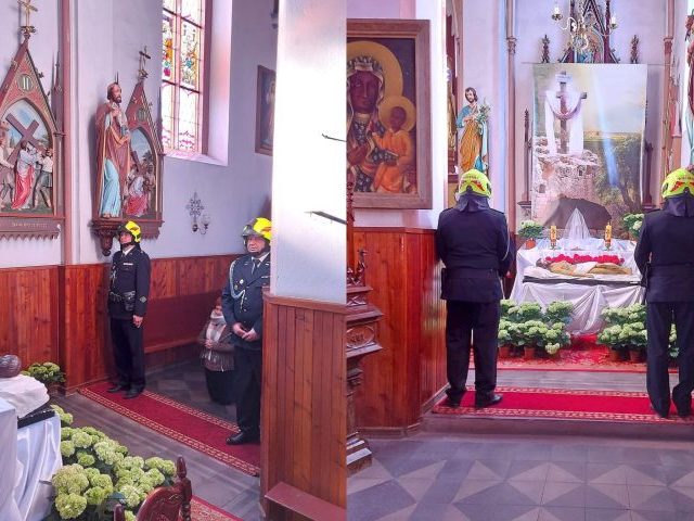 Strażacy pełnią wartę honorową przy Grobach Pańskich
