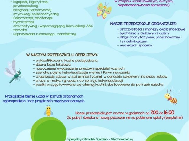 Przedszkole przy SOSW zaprasza (sprawdź ofertę)