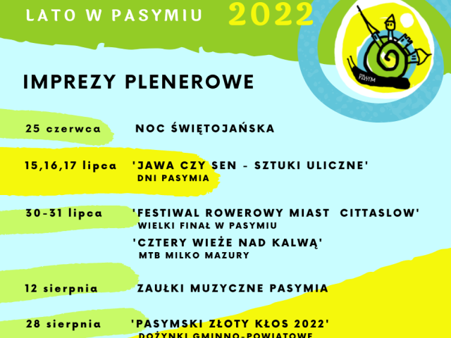 ZAPLANUJCIE WAKACJE W PASYMIU (plan letnich imprez gotowy, sprawdź szczegóły)