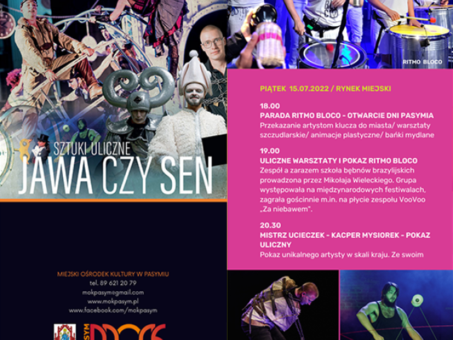„Jawa czy sen – sztuki uliczne” - ruszają Dni Pasymia – 15,16 lipca (sprawdź program)