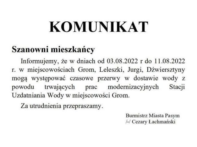 Komunikat! Może być kłopot z wodą