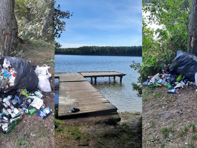 Śmieciowy koniec sezonu turystycznego nad jeziorem Głęboczek