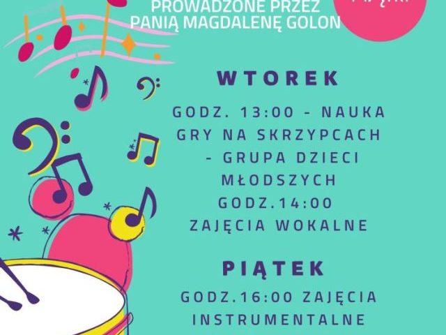 Gminny Ośrodek Kultury w Rozogach zaprasza na zajęcia muzyczna...