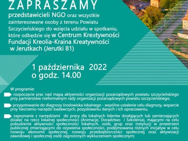 Zapraszamy na spotkanie przedstawicieli NGO – Jerutki, sobota 1 października