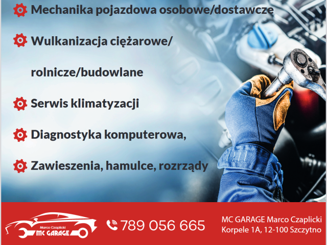Zapraszamy na WIELKIE otwarcie Warsztatu Samochodowego MC GARAGE z LOTERIĄ WARSZTATOWĄ!