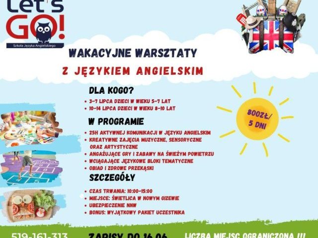 Let's GO! Wakacyjne warsztaty z językiem angielskim (sprawdź szczegóły)
