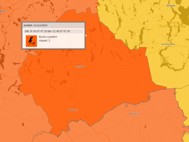 To będzie niespokojna noc. IMGW alarmuje: silny deszcz, burze i opady gradu