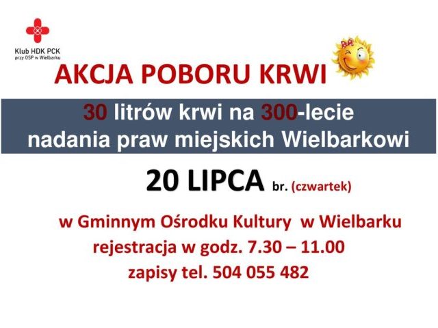 30 litrów krwi na 300-lecie nadania praw miejskich Wielbarkowi - akcja poboru krwi