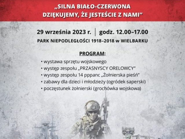 Piknik wojskowy z flagą w tle. Do Wielbarka zaprasza generał broni Wiesław KUKUŁA