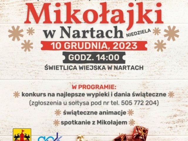 Sołtys Sołectwa Narty zaprasza mieszkańców na „Mikołajki w Nartach”