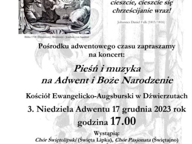 Muzyka Adwentu rozbrzmi w kościele ewangelickim w Dźwierzutach – niedziela, 17 grudnia