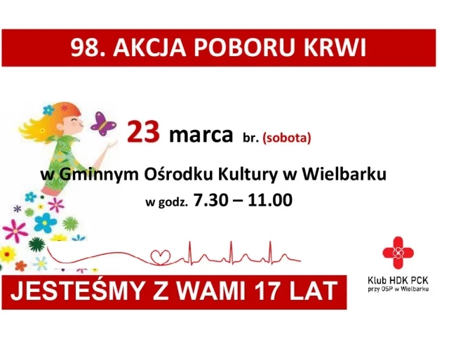 Podziel się życiem – dołącz do 98. Akcji Poboru Krwi w Wielbarku