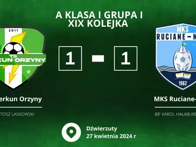 Remis za remisem. Perkun Orzyny walczy w czołówce A-klasy