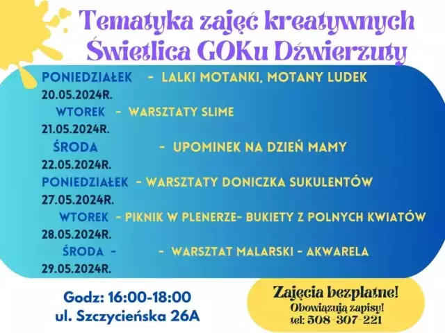 Kreatywne warsztaty w świetlicy GOK-u Dźwierzuty