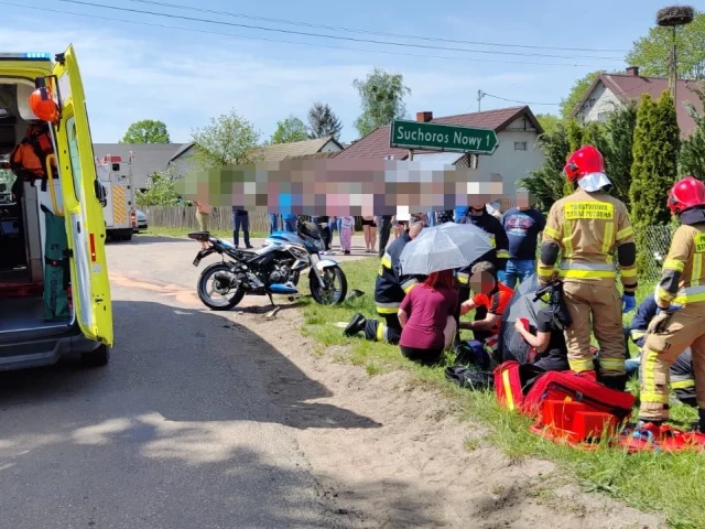Zderzenie skody z motocyklem. Dwie osoby ranne (zdjęcia)
