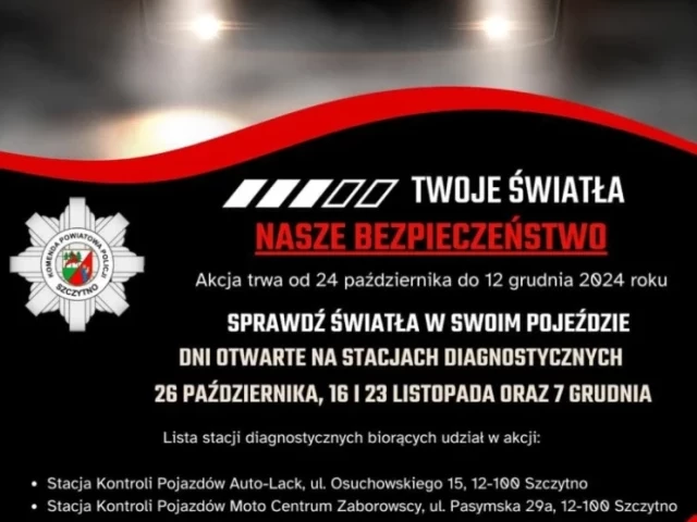 Bezpłatna kontrola świateł. „Twoje Światła-Nasze Bezpieczeństwo” w powiecie szczycieńskim