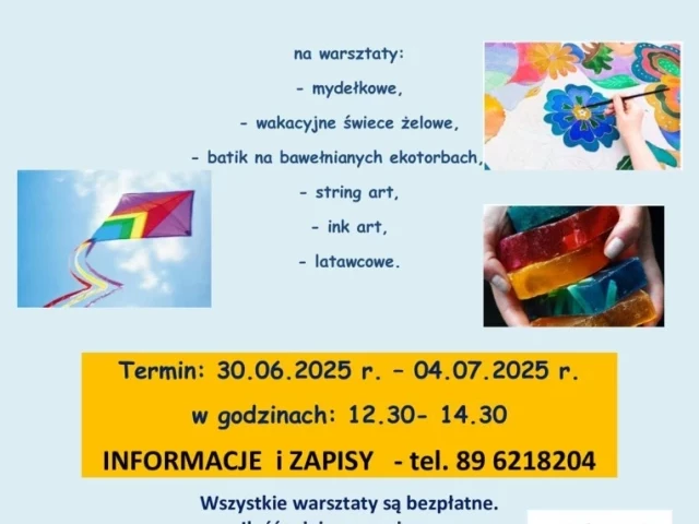 Kolorowe lato w Wielbarku. GOK zaprasza dzieci na bezpłatne warsztaty