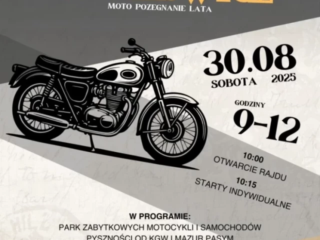 Motocyklowe pożegnanie lata w Pasymiu. Rajd, zabytki i moc atrakcji