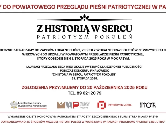 Pasym zaprasza na przegląd pieśni patriotycznej. Zgłoszenia tylko do 20 października
