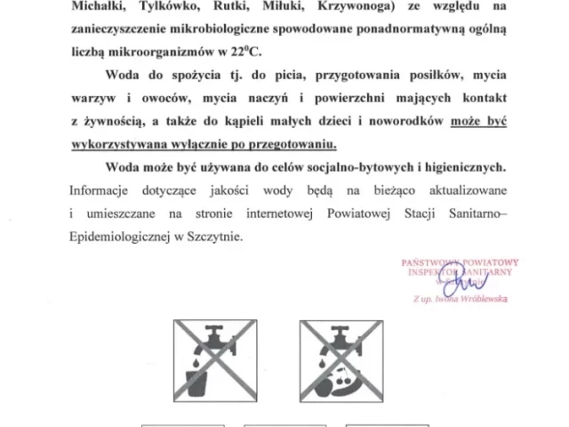 Woda z wodociągu w Tylkowie tylko po przegotowaniu. Decyzja sanepidu
