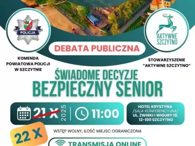 Debata o bezpieczeństwie seniorów przeniesiona na 22 października