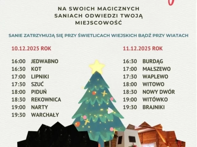 Mikołaj znów rusza w trasę. Dwa dni wizyt w całej gminie Jedwabno